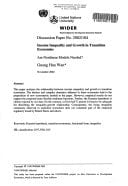 Income inequality and growth in transition economies: Are nonlinear models needed? (WIDER discussion paper)