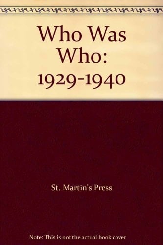 Who Was Who 1929-1940