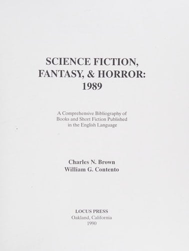 Science Fiction, Fantasy and Horror, 1989