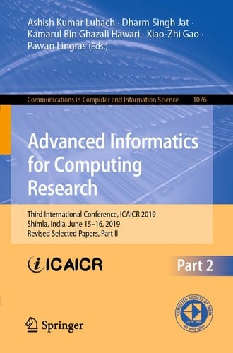 Advanced Informatics for Computing Research Third International Conference, ICAICR 2019, Shimla, India, June 15–16, 2019, Revised Selected Papers, Part II