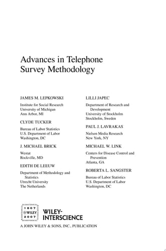 Advances in Telephone Survey Methodology