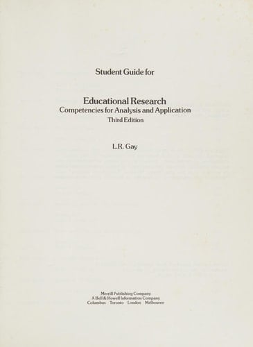 Student Guide for Educational Research Competencies for Analysis and Application, Third Edition