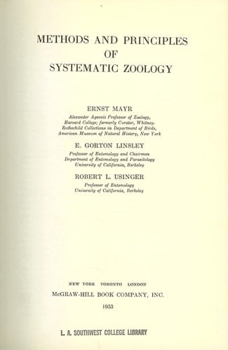 Principles of Systematic Zoology