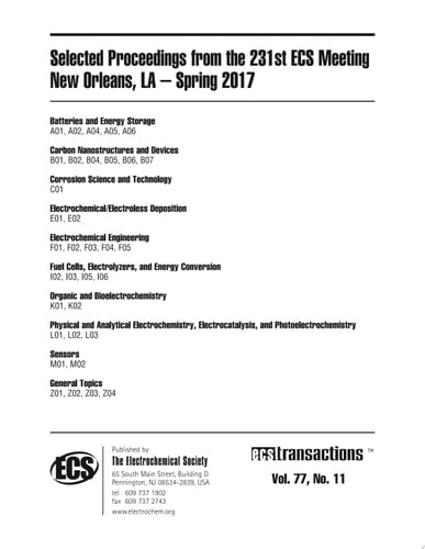Selected Proceedings from the 231st ECS Meeting ECS Transactions: Volume 77, Issue 11: New Orleans, la ¿ Spring 2017