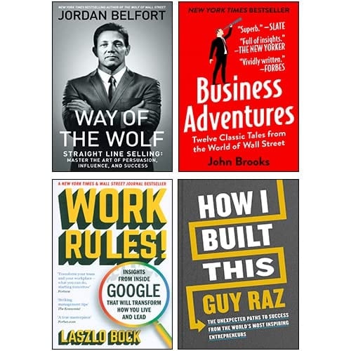 How I Built This [Hardcover], Way of the Wolf: Straight Line Selling, Work Rules, Business Adventures 4 Books Collection Set