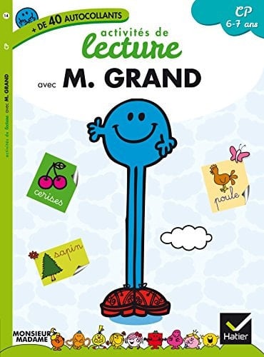 Activités de lecture avec monsieur Grand. CP. 6-7 ans. Avec de 40 autocollants. Per la Scuola elementare