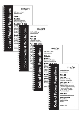 The CFR Title 21 Part 11, 210 & 211, 820 Memory Jogger (4 pack)