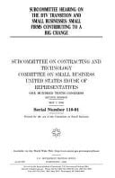 Subcommittee Hearing on the DTV Transition and Small Businesses Small Firms Contributing to a Big Change