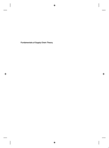 Fundamentals of Supply Chain Theory