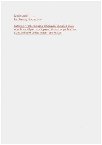 Micah Lexier: I’m Thinking of a Number