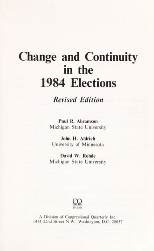 Change and Continuity in the 1984 Elections