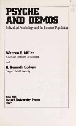 Psyche and Demos: Individual Psychology and the Issues of Population