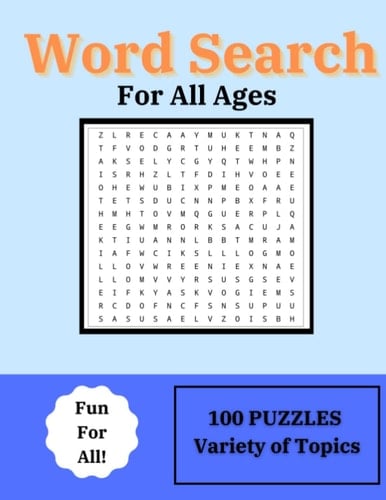 Word Search for adults, kids, and seniors. 100 Interesting puzzles for all abilities