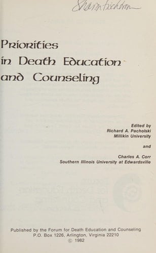 Priorities in Death Education and Counseling