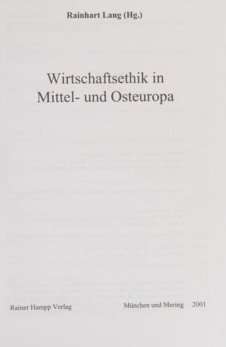 Wirtschaftsethik in Mittel- und Osteuropa (Arbeit, Organisation und Personal im Transformationsprozess)