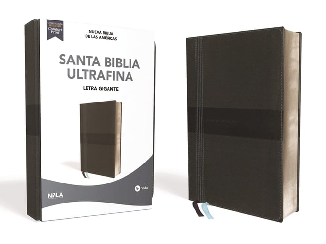NBLA Santa Biblia Ultrafina, Letra Gigante, Leathersoft, Café, Edición Letra Roja