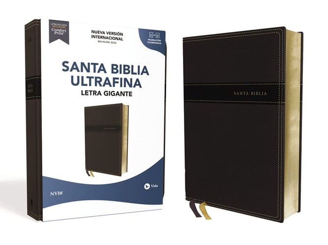 NVI, Santa Biblia, Texto Revisado 2022, Ultrafina, Letra Gigante Leathersoft, Negro, Palabras de Jesús en Rojo