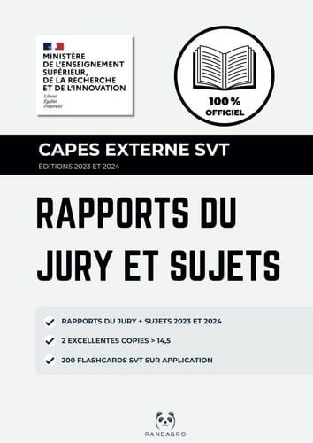 Rapports du Jury et Sujets Officiels du CAPES Externe SVT: Avec des exemples de copies brillantes des deux dernières années pour mieux comprendre les ... SVT - BCPST - CAPES - AGREG) (French Edition)