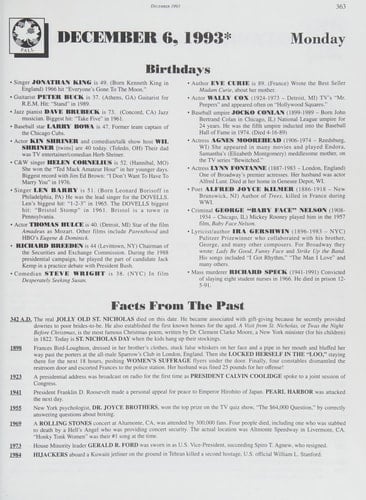 Daily Celebrity Almanac, 1993