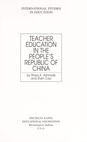 Teacher Education in the People's Republic of China