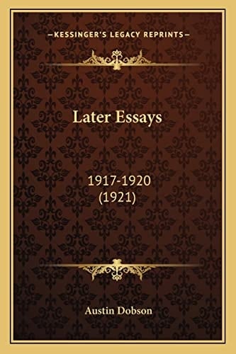 Later Essays: 1917-1920 (1921)