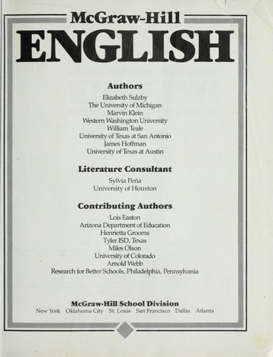 McGraw Hill, McGraw Hill English, 1982 ISBN: 0070422737