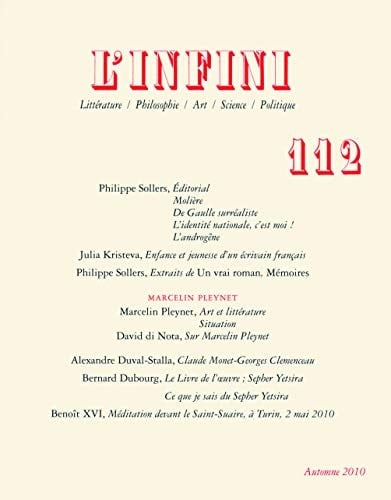 L'infini N° 112, Automne 2010