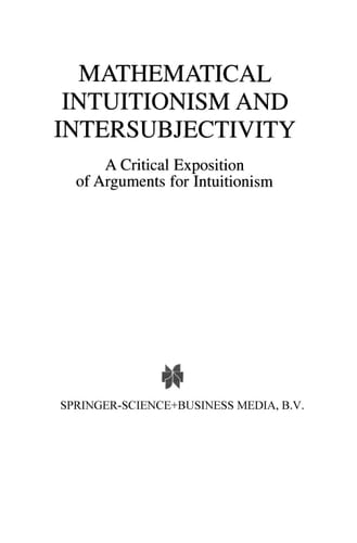Mathematical Intuitionism and Intersubjectivity