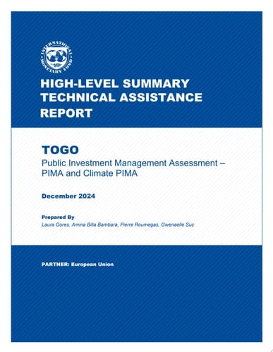 Togo Public Investment Management Assessment - PIMA and Climate PIMA