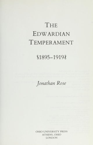 The Edwardian Temperament, 1895-1919