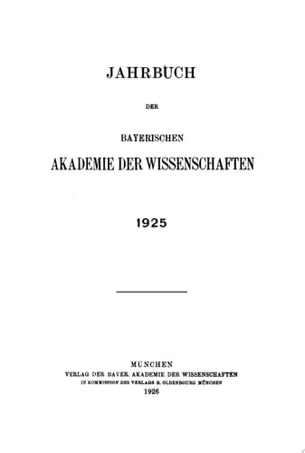 Jahrbuch/ Bayerische Akademie der Wissenschaften. 1925