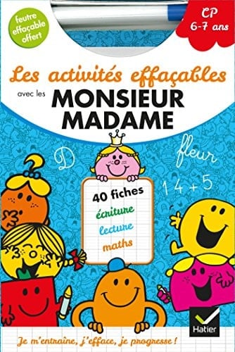 Les activités effacables avec les Monsieur Madame, CP, 6-7 ans Avec un feutre effaçable