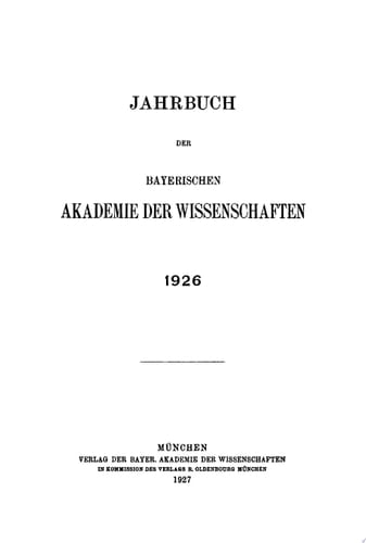 Jahrbuch/ Bayerische Akademie der Wissenschaften. 1926