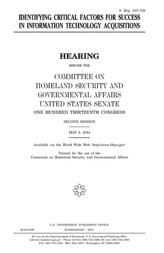 Identifying Critical Factors for Success in Information Technology Acquisitions