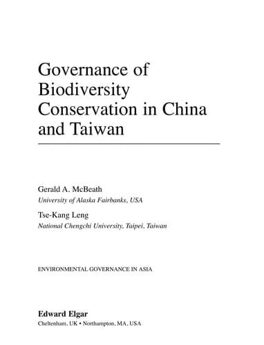 Governance of Biodiversity Conservation in China and Taiwan