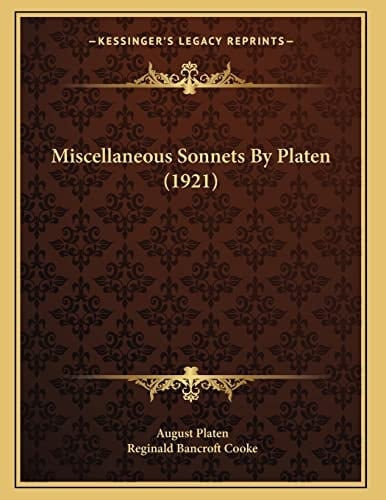 Miscellaneous Sonnets By Platen (1921)