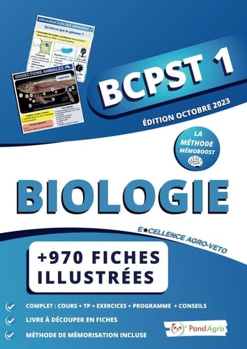 Biologie BCPST 1re année - MÉMOBOOST™ Pandagro - Nouvelle Edition - Livre à fiches découpables et transportables: Complet : Objectif Agro-Véto G2E ENS ... et répétition espacée) (French Edition)