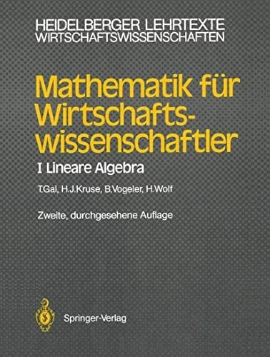 Mathematik Für Wirtschaftswissenschaftler I Lineare Algebra
