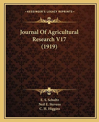 Journal Of Agricultural Research V17 (1919)