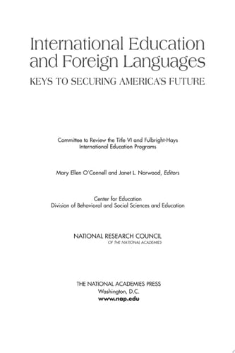 International Education and Foreign Languages Keys to Securing America's Future