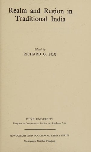 Realm and region in traditional India (Monograph and occasional papers series)