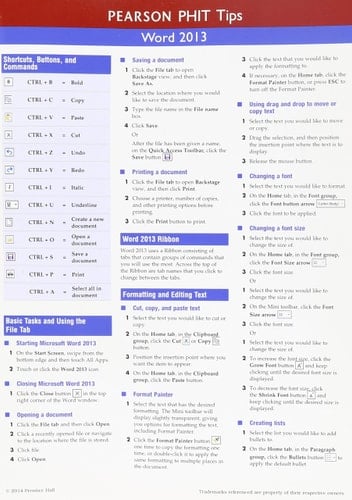 Prentice Hall Word 2013 PHIT Tip