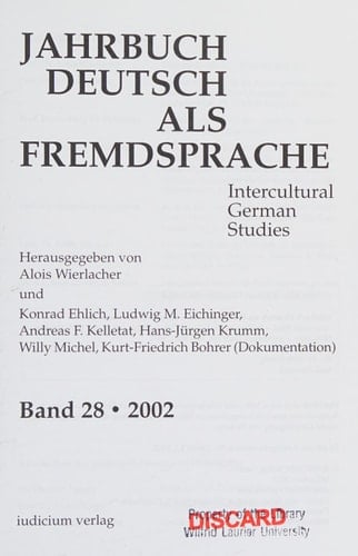 Jahrbuch Deutsch als Fremdsprache 2002