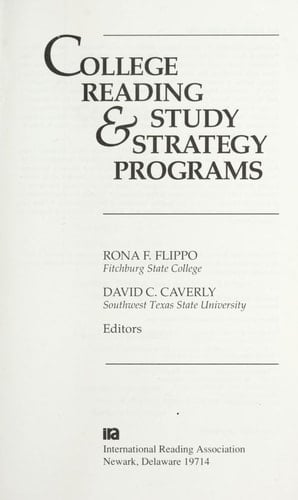 College Reading and Study Strategy Programs