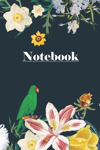 Notebook: Birds and flowers overlay lined journal 6x9in 110p