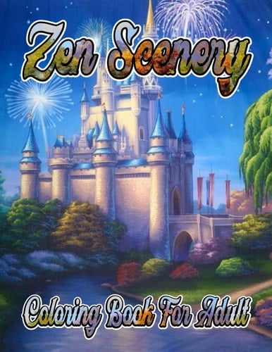 Zen Scenery Coloring Book For Adult: Zen Scenery Adult Coloring Books: Adult Coloring Books featuring cool and beautiful garden flower coloring pages