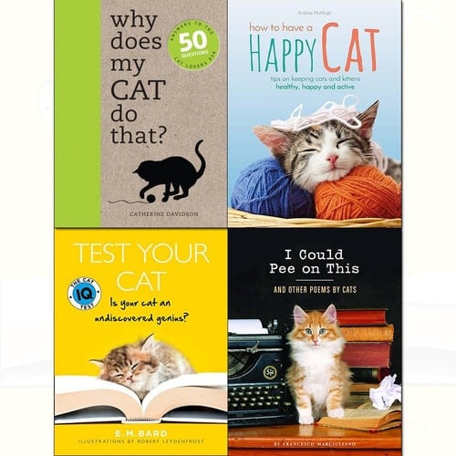 I could pee on this [hardcover], test your cat,why does my cat do that,how to have a happy cat 4 books collection set