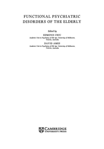 Functional Psychiatric Disorders of the Elderly