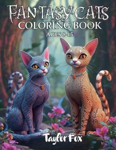 Fantasy Cats Coloring Book Ages 8-15: Magical Cat Adventures to Color – Fantasy Animals Coloring Book for Kids & Teens