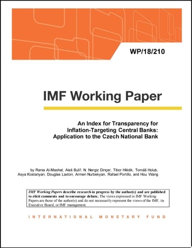 An Index for Transparency for Inflation-Targeting Central Banks: Application to the Czech National Bank